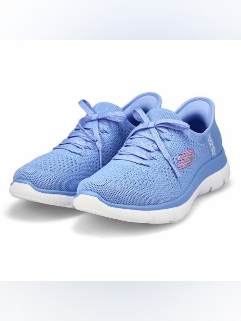 Skechers Women's New Daily Wide Fit Periwinkle Blue Slip-On Knit Sneakers 10
